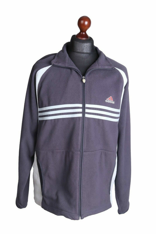 Men's ADIDAS Vintage 90's Grey Fleece Jacket Size 42 / 44
