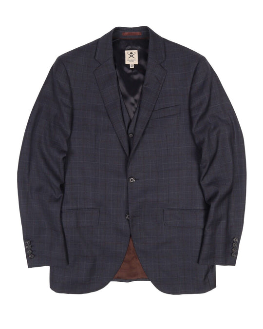 Men's HACKETT MAYFAIR Blue Check Jacket + Vest Size 40 UK / 50 IT L