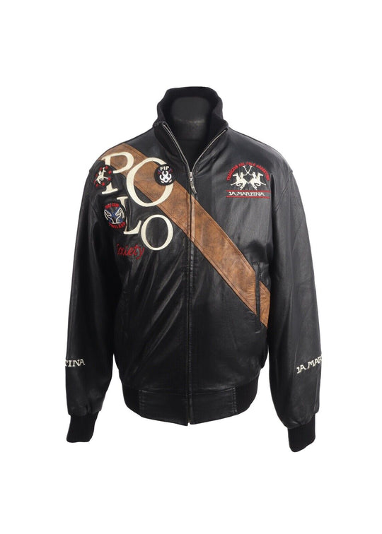 LA MARTINA Bomber Black Leather Men's Jacket Size M