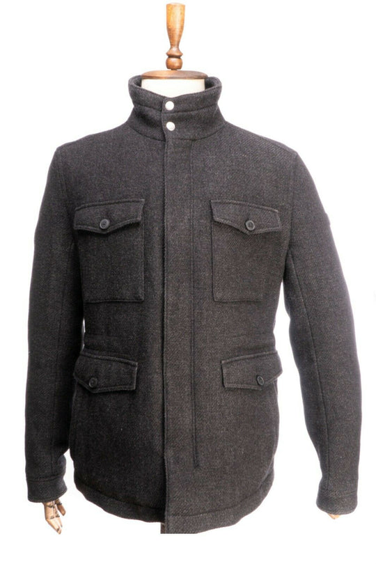 HUGO BOSS ORANGE Grey Wool Blend Multipocket Short Coat Size 54