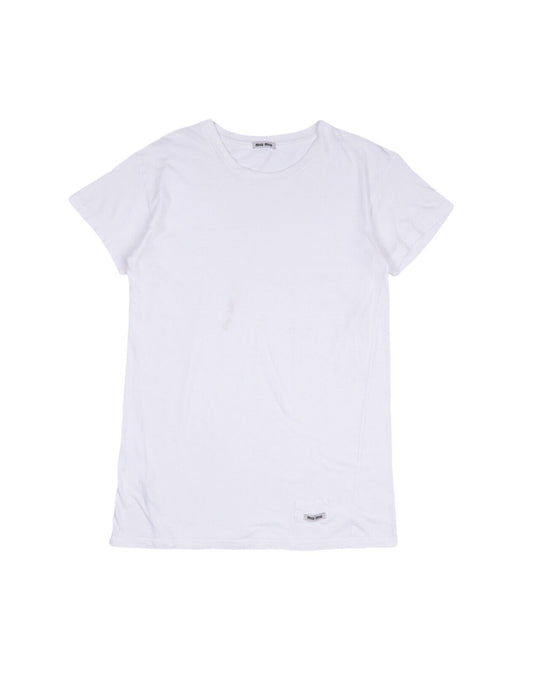 MIU MIU T-Shirt White Modal Cotton Logo Tee Men's Size XS