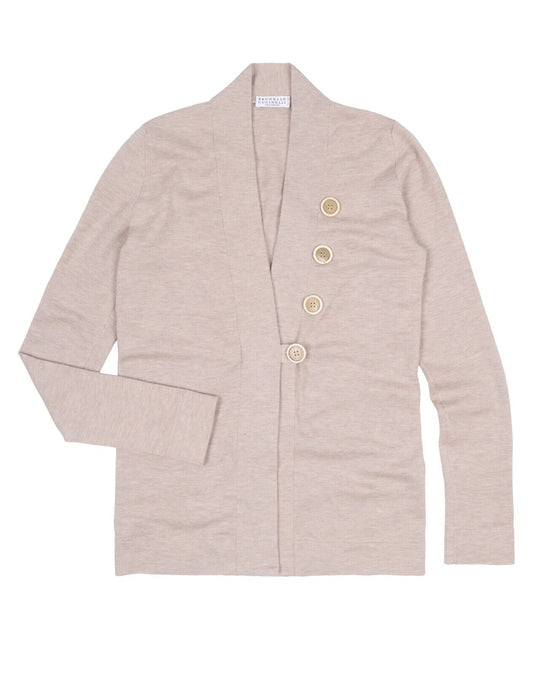 Women's BRUNELLO CUCINELLI Cashmere Silk Beige Button Cardigan Size S