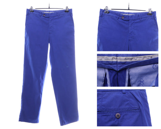 CANALI Italy Elecktric Blue Straight Chino Pants Size 48 R