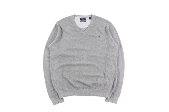Men's GANT Grey Premium Cotton V-Neck Sweater Size XL