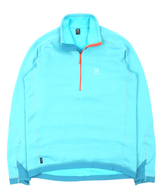 Men's HAGLOFS Blue Polartec Zip Neck Jumper Pullover Midlayer Size L