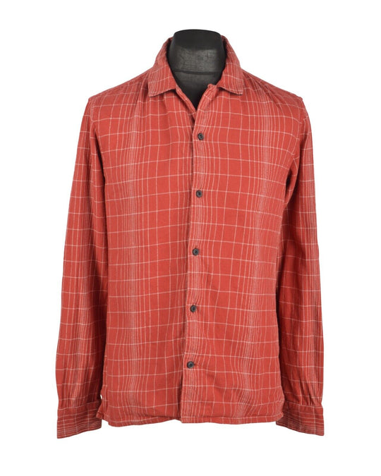 Men's ALLSAINTS Red Flannel Cotton Plaid Check Alverstone Shirt Size M