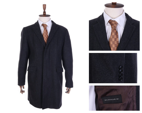 Men's BALDESSARINI Charcoal Wool Blend Coat Overcoat Size 52