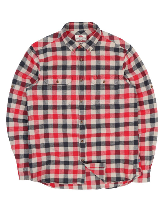 Men's FJALLRAVEN Check Cotton Flannel Outdoor Skog Shirt Size L Slim Fit