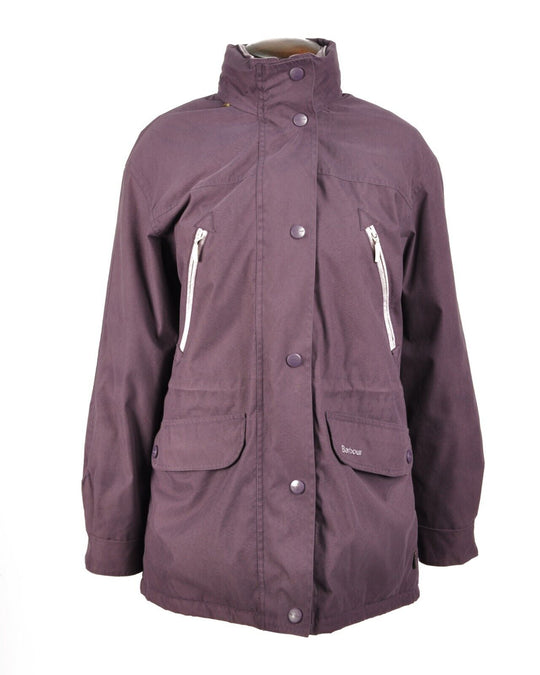 BARBOUR Womens Parka Jacket Violet Coldstream Microfibre Button Front Size 12