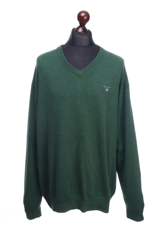 GANT Premium Cotton Green V-Neck Long Sleeve Sweater Jumper Size 3XL