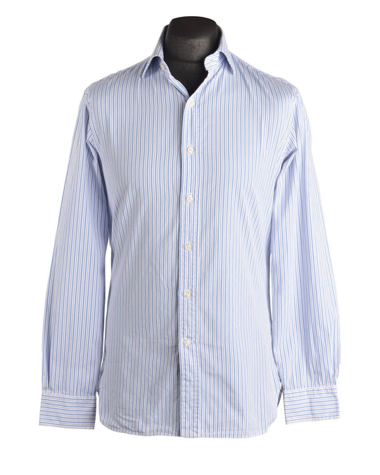Men's POLO RALPH LAUREN Blue Striped Cotton Slim Fit Shirt Size 15.5