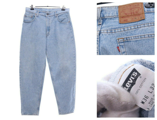 Men'S Vintage LEVI'S 560 Made In USA Blue Cotton Denim Jeans Size W 36 L 32