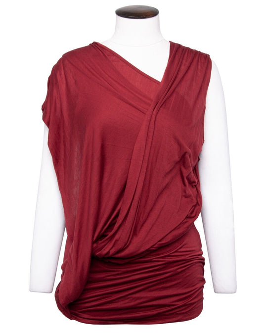 ALEXANDER McQUEEN Dress Top Bordo Red Womens Wrap Tunic Size 42 IT