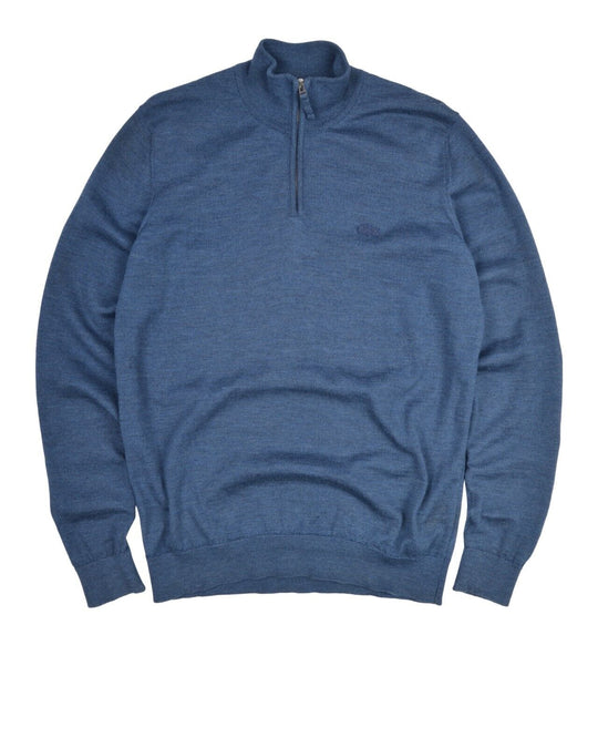 LACOSTE Jumper Blue Knit Men's Zip Neck Pullover Size 5 / L