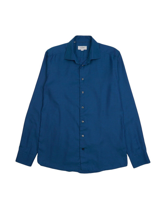 ETON Dress Shirt Blue Cotton Men's Slim Fit Size L / 42 / 16.5
