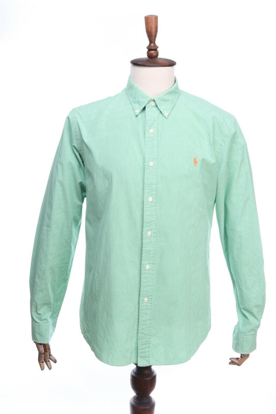 POLO RALPH LAUREN Green Gingham Slim Fit Casual Shirt Size XL