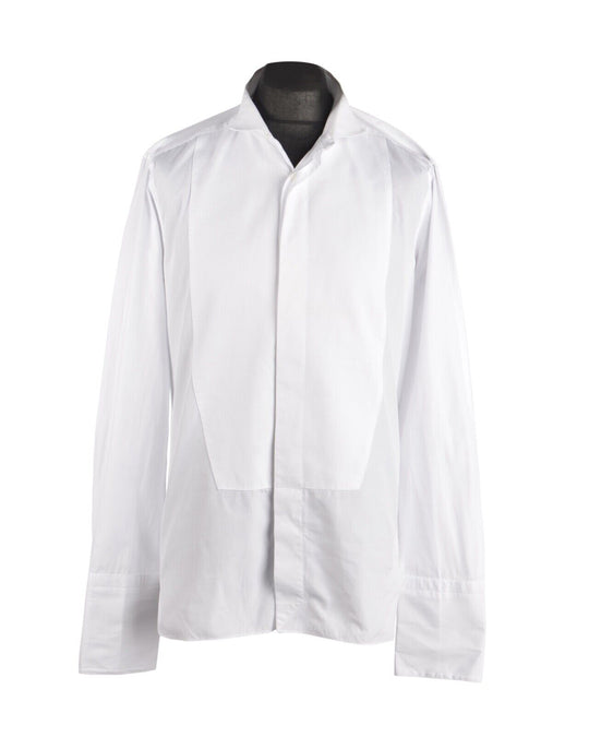 ERMENEGILDO ZEGNA Shirt White Bib Tuxedo Dress Cufflink Men's Size 42 / 16.5