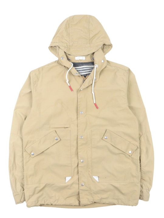 Men's FOLK Beige Hooded Outdoor Windrunner Jacket Size 3