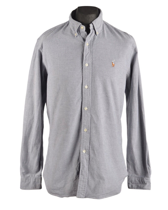 Men's RALPH LAUREN Gray Oxford Cotton Slim Fit Shirt Size XL