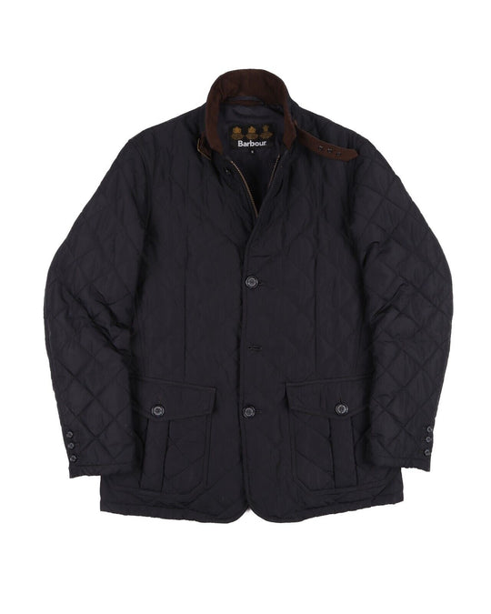 BARBOUR Quilted Lutz Jacket Navy Blue Cotton Mens  Size M
