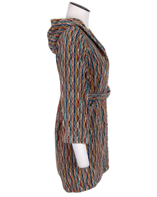 MISSONI  Pile Towel Fleece Multicolour Womens Hooded Bath Robe Size 6