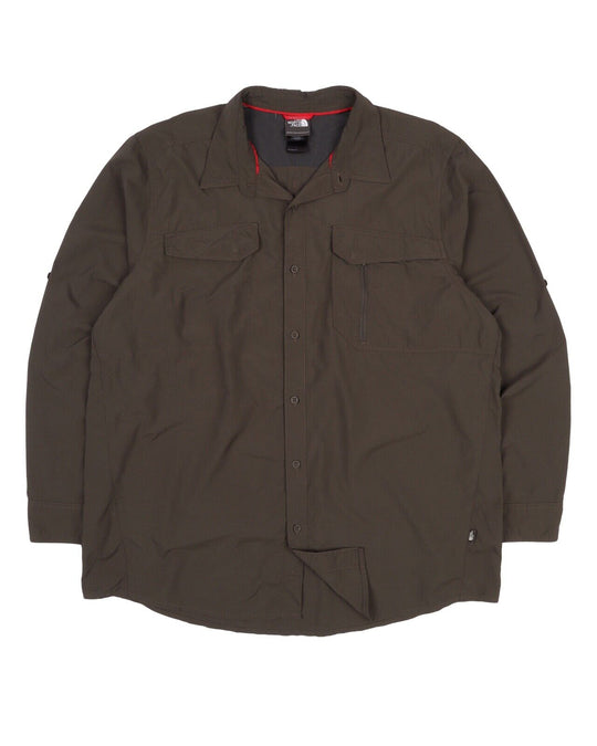 Men's TNF THE NORTH FACE Olive Green Long Sleeve Outdoor Shirt Size XL