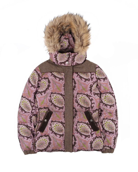 ETRO Down Jacket Pink Purple Paisley Women's Puffer Size 42 IT