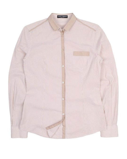 Women's DOLCE & GABBANA White Beige Striped Blouse Top Shirt Size 40