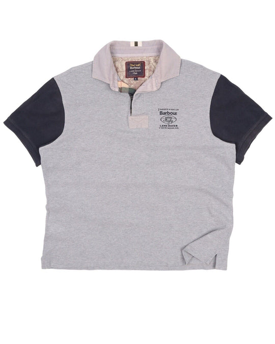 Men's BARBOUR x LAND ROVER Gray Pique Cotton Polo Shirt Size XL