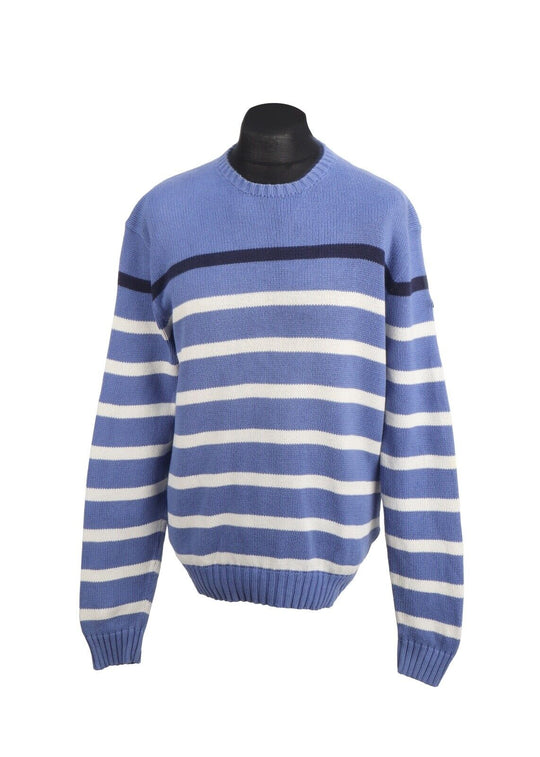 RALPH LAUREN Polo Crew Neck Blue Striped Cotton Men's Jumper Size XL
