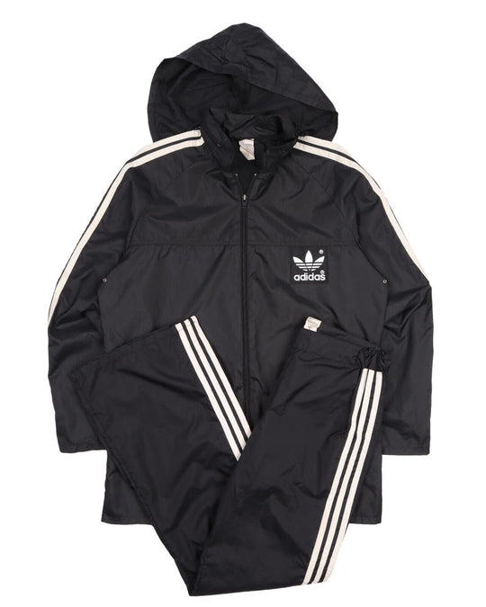 VINTAGE 90s ADIDAS Track Suit Windbreaker Jacket Pants Black Men's Size 38