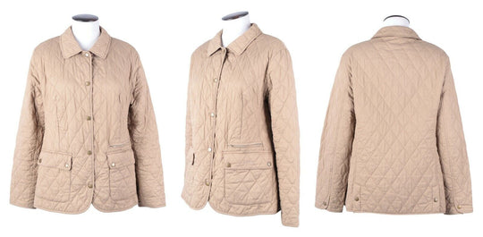 Women's BARBOUR Cynthia Matt Beige Quilted Jacket Size UK 16 US 12