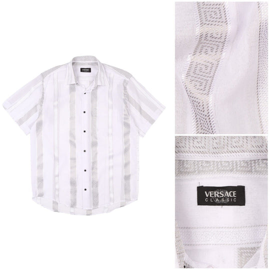 Vintage VERSACE Shirt White Short Sleeve Mens Size ~ M