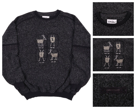 Men's Vintage CARLO COLUCCI Grey Knitted Crew Neck Jumper Size L