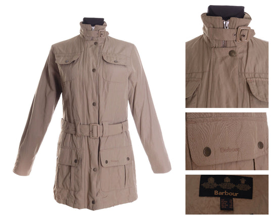 Women's BARBOUR L1887 Steel Utility Mac Tan Beige Nylon Blend Jacket Size uk 10