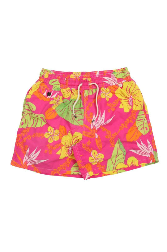 Men's POLO RALPH LAUREN Neon Pink Palm Leaf Floral Swim Shorts Size M