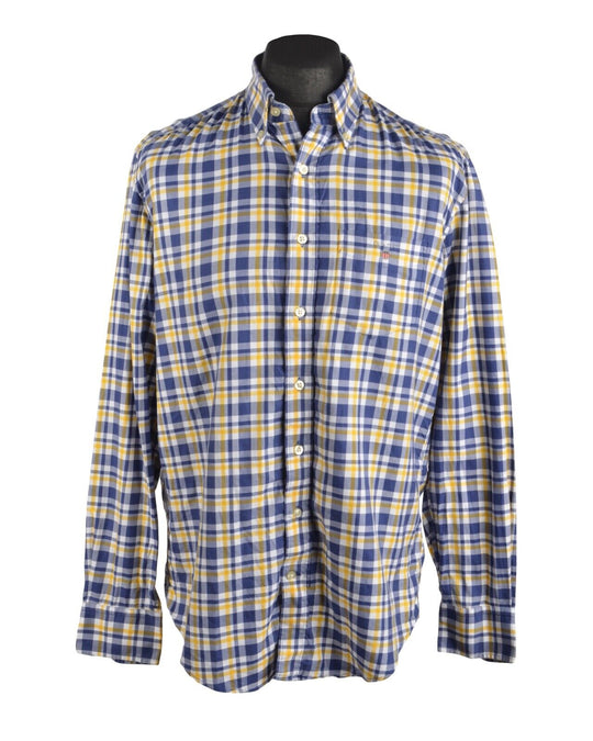 Men's GANT Blue Check Cotton Classic Twill Shirt Size L