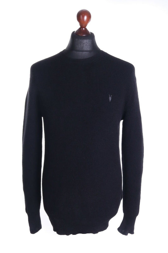 Men's ALL SAINTS Black 100% Cotton TRIAS Crew Neck Sweater Size s