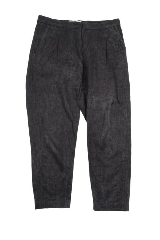 Women's MSGM Milano Grey Cotton Linen Trousers Pants Size 42 IT