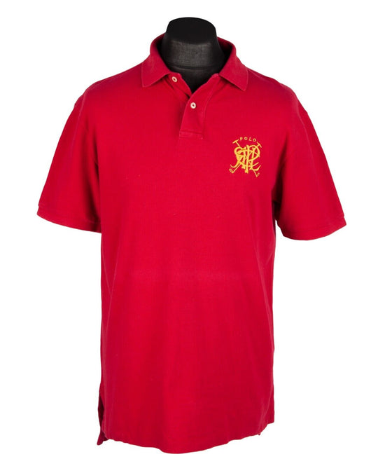 RALPH LAUREN Polo Shirt Red Pique Cotton Custom Fit Men's Size L