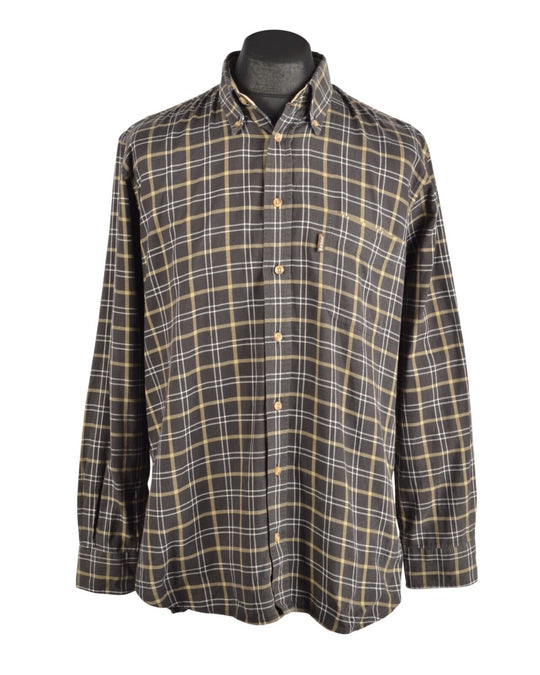 Men's BARBOUR The Country Brown Check Cotton Pocket Shirt Size L