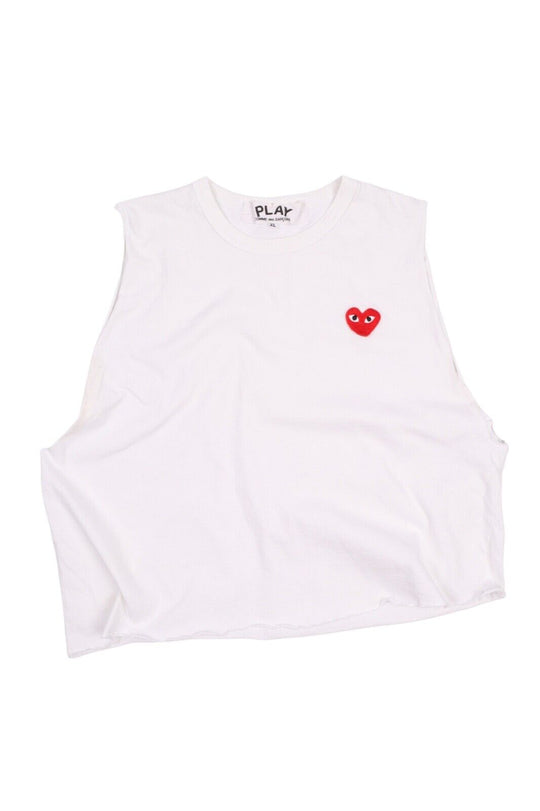 Women's COMME DES GARCONS PLAY Heart Logo Crop Top T Shirt Customed Size XL