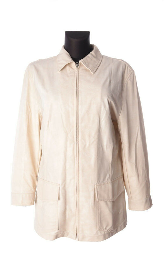 Women's TRUSSARDI JEANS Ivory Zip Up Jacket Size 46