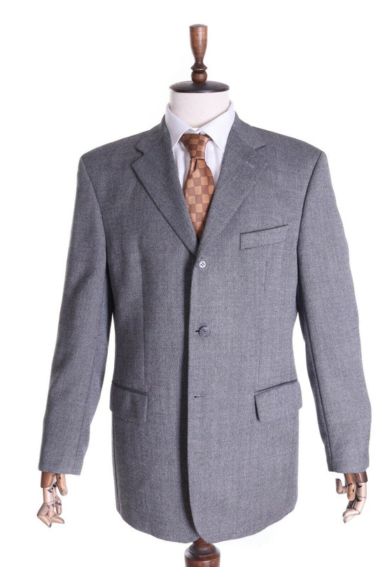 Vintage YSL Men's YVES SAINT LAURENT Grery Grenadine 100% Wool Blazer Jacket Size 52