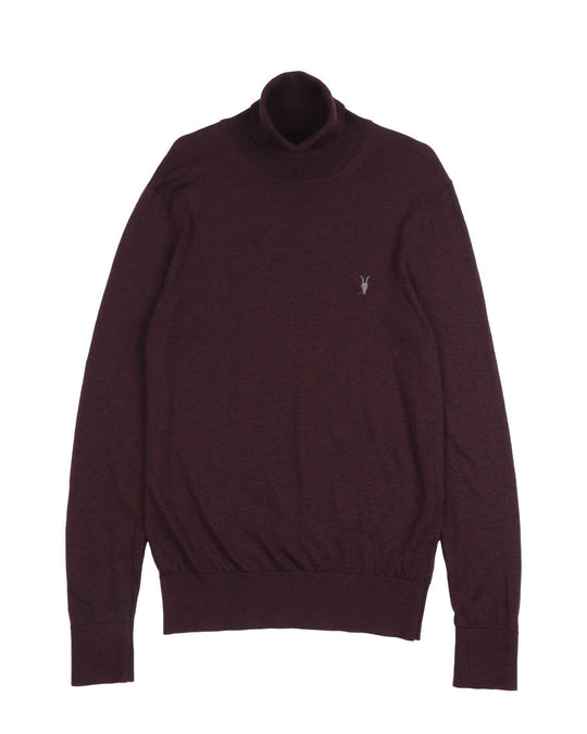 ALLSAINTS Pullover Bordeaux Turtle Neck Knit Merino Wool Mens Jumper Size L