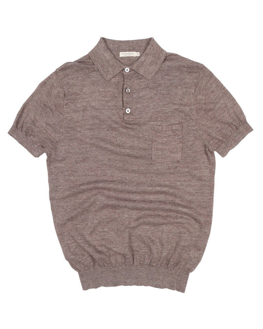 Men's SUIT SUPPLY Brown Linen Cotton Short Sleeve Polo Shirt Size s
