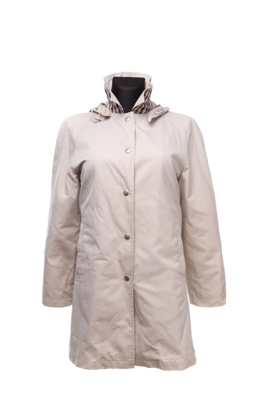 Women's AQUASCUTUM Ivory Cotton Hooded Adjustable Jacket Coat Size s