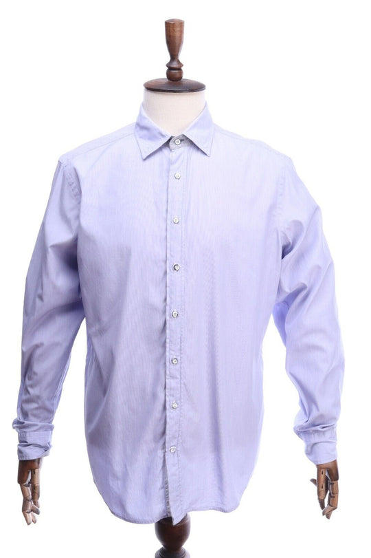 HACKETT LONDON Purple Micro Stripe Cotton Slim Fit LS Shirt Size XL