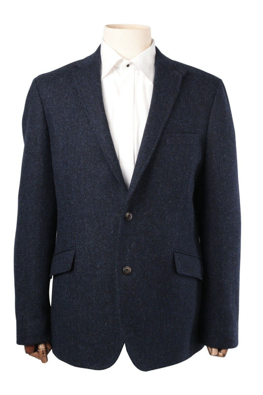 Men's MARKS & SPENCER Luxury Navy Moon Tweed Wool Blazer Jacket Size EU 54 L