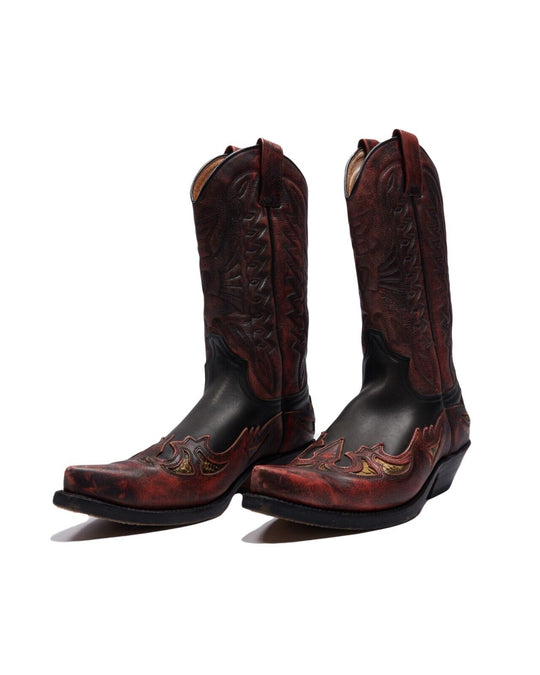 MAYURA Cowboy Boots Black Burgundy Womens Western Ankle Pull On Size 43EU / 11US